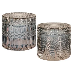 Lot de 2 Pots Décoratifs Jars, Bleu, Verre, 9x9x8,5 cm, Seven Design