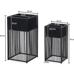 Lot de 2 Pots de Fleurs en Métal Massif Jardinière Noir Planteur Moderne FineBuy