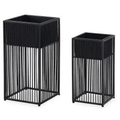Lot de 2 Pots de Fleurs en Métal Massif Jardinière Noir Planteur Moderne FineBuy