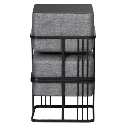 Lot de 2 poufs empilables Tas multifonctionnel carré gris foncé en.casa