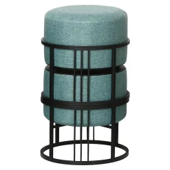 Lot de 2 poufs empilables Tas multifonctionnel rond vert en.casa