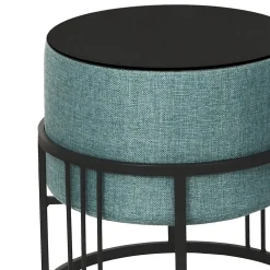 Lot de 2 poufs empilables Tas multifonctionnel rond vert en.casa