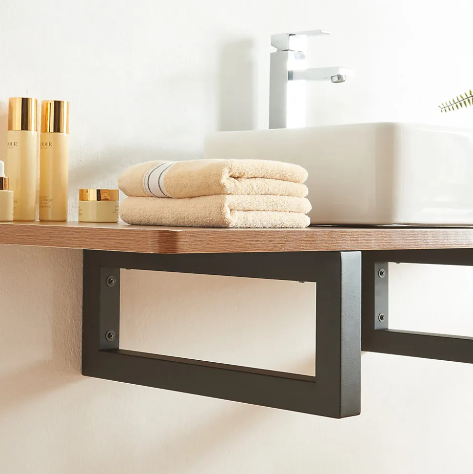 Lot de 2 équerres d'étagère Hawangen acier 45 x 20 cm noir en.casa