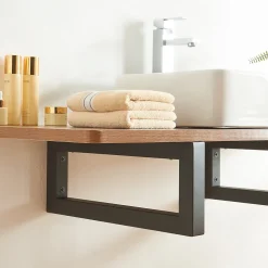 Lot de 2 équerres d'étagère Hawangen acier 40 x 20 cm noir en.casa