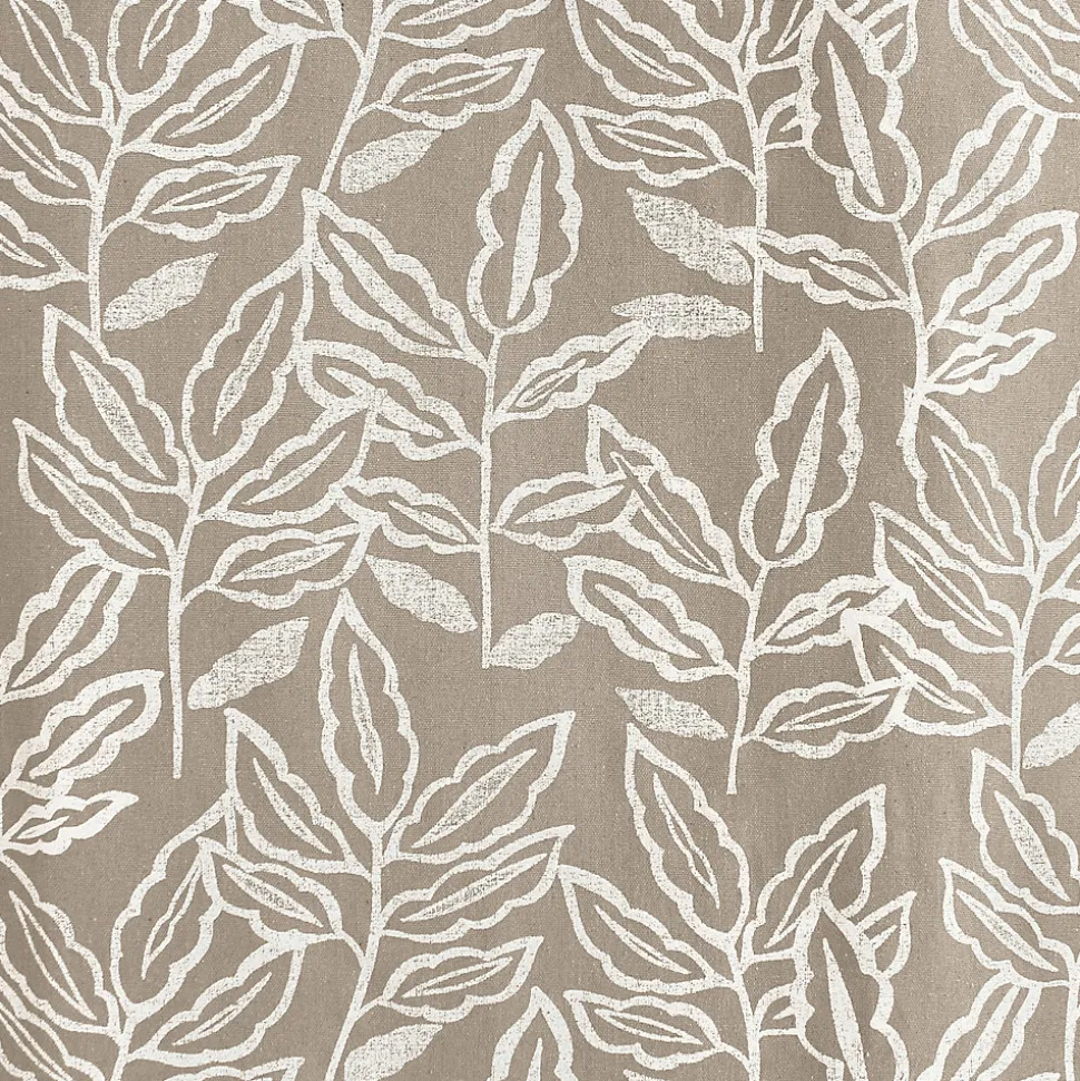 Lot de 2 rideaux à Œillets, 140x240cm, Naturel, Motifs feuilles, Coton Chambray, Collection Lodge, CMADECO