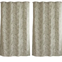 Lot de 2 Rideaux à Œillets, 140x240cm, Olive et Ecru, Motif Jungle Tropical, Collection Mambo, CMADECO
