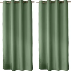 Lot de 2 Rideaux avec Œillets, Vert Argile, 140x240cm, 100% polyester, Collection ZOE, CMADECO