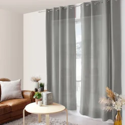 Lot de 2 Rideaux avec Œillets, Gris, 140x240cm, 100% polyester, Collection ZOE, CMADECO