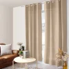 Lot de 2 Rideaux avec Œillets, Beige naturel, 140x240cm, 100% polyester, Collection ZOE, CMADECO
