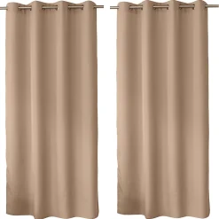 Lot de 2 Rideaux avec Œillets, Beige naturel, 140x240cm, 100% polyester, Collection ZOE, CMADECO