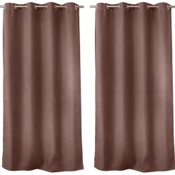 Lot de 2 rideaux obscurcissant thermique fileté avec oeillets, marron glacé, 140x240cm, 100% polyester, collection Floppy, CMADECO