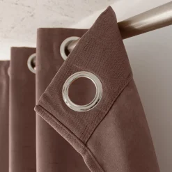 Lot de 2 rideaux obscurcissant thermique fileté avec oeillets, marron glacé, 140x240cm, 100% polyester, collection Floppy, CMADECO