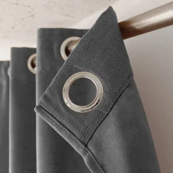 Lot de 2 rideaux obscurcissant thermique fileté avec oeillets, anthracite, 140x240cm, 100% polyester, collection Floppy, CMADECO