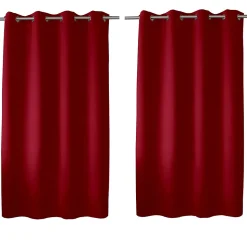 Lot de 2 rideaux occultant avec oeillets, rouge, 140x180cm, 100% polyester, collection Réglisse, CMADECO