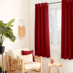 Lot de 2 rideaux occultant avec oeillets, rouge, 140x180cm, 100% polyester, collection Réglisse, CMADECO
