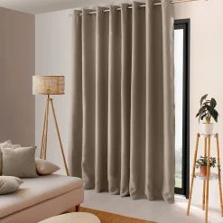 Lot de 2 Rideaux Occultant avec Œillets, Naturel, Grande largeur, 300x240cm, 100% polyester, Collection Réglisse, CMADECO