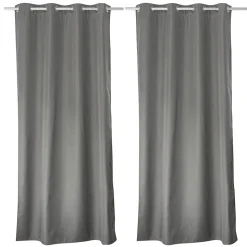 Lot de 2 rideaux thermique avec oeillets, gris, 135x240cm, collection Glacier, CMADECO