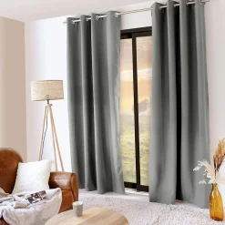 Lot de 2 rideaux thermique avec oeillets, gris, 135x240cm, collection Glacier, CMADECO