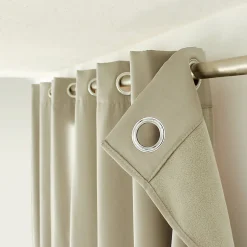 Lot de 2 rideaux thermique avec oeillets, beige naturel, 135x240cm, collection Glacier, CMADECO