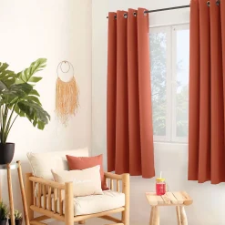 Lot de 2 rideaux thermique avec oeillets, terre cuite, 135x180cm, 100% polyester, collection Glacier, CMADECO
