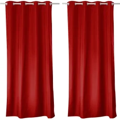 Lot de 2 rideaux thermique avec oeillets, rouge, 135x240cm, collection Glacier, CMADECO