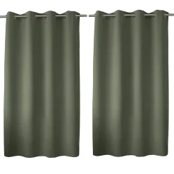 Lot de 2 rideaux thermique avec oeillets, vert gris, 135x180cm, 100% polyester, collection Glacier, CMADECO