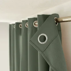 Lot de 2 rideaux thermique avec oeillets, vert gris, 135x180cm, 100% polyester, collection Glacier, CMADECO