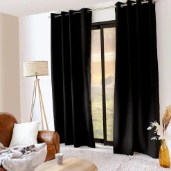 Lot de 2 rideaux thermique avec oeillets, noir, 135x240cm, collection Glacier, CMADECO