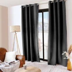 Lot de 2 rideaux thermique avec oeillets, gris foncé, 135x240cm, collection Glacier, CMADECO