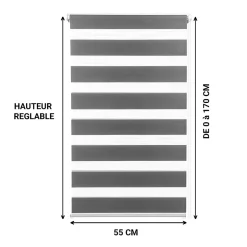 Lot de 2 stores enrouleurs zébrés jour nuit l.55 x H. max 170 CM blancs