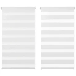 Lot de 2 stores enrouleurs zébrés jour nuit l.55 x H. max 170 CM blancs