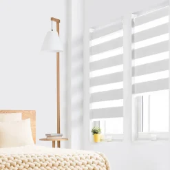 Lot de 2 stores enrouleurs zébrés jour nuit l.45 x H. max 170 CM blancs