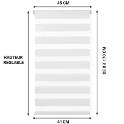 Lot de 2 stores enrouleurs zébrés jour nuit l.45 x H. max 170 CM blancs