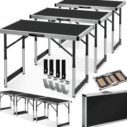 Lot de 3 tables à tapisser en aluminium noir