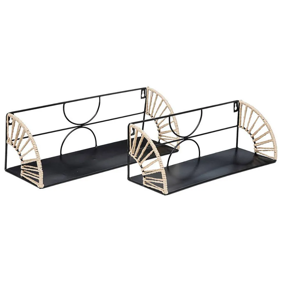 Lot de 2 étagères Mileva en métal L37/42cm noir - Atmosphera