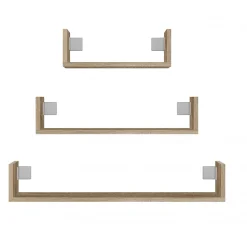 Lot de 3 étagères murales - 80/60/40 cm - Etagère livres à suspendre-MOBBI
