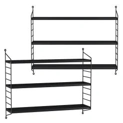 Lot de 2 étagères murales Strängnäs acier 50 x 60 x 15 cm noir en.casa