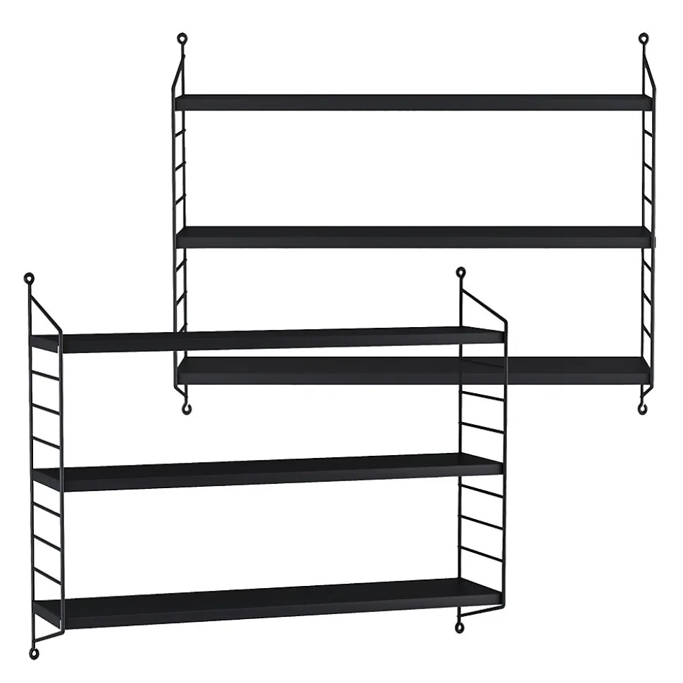 Lot de 2 étagères murales Strängnäs acier 50 x 60 x 15 cm noir en.casa