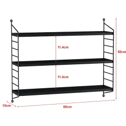 Lot de 2 étagères murales Strängnäs acier 50 x 60 x 15 cm noir en.casa
