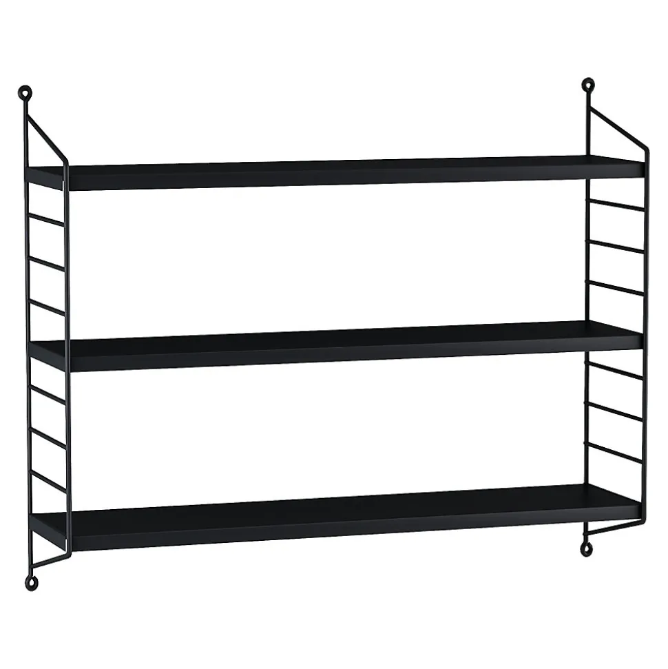 Lot de 4 étagères murales Strängnäs acier 50 x 60 x 15 cm noir en.casa