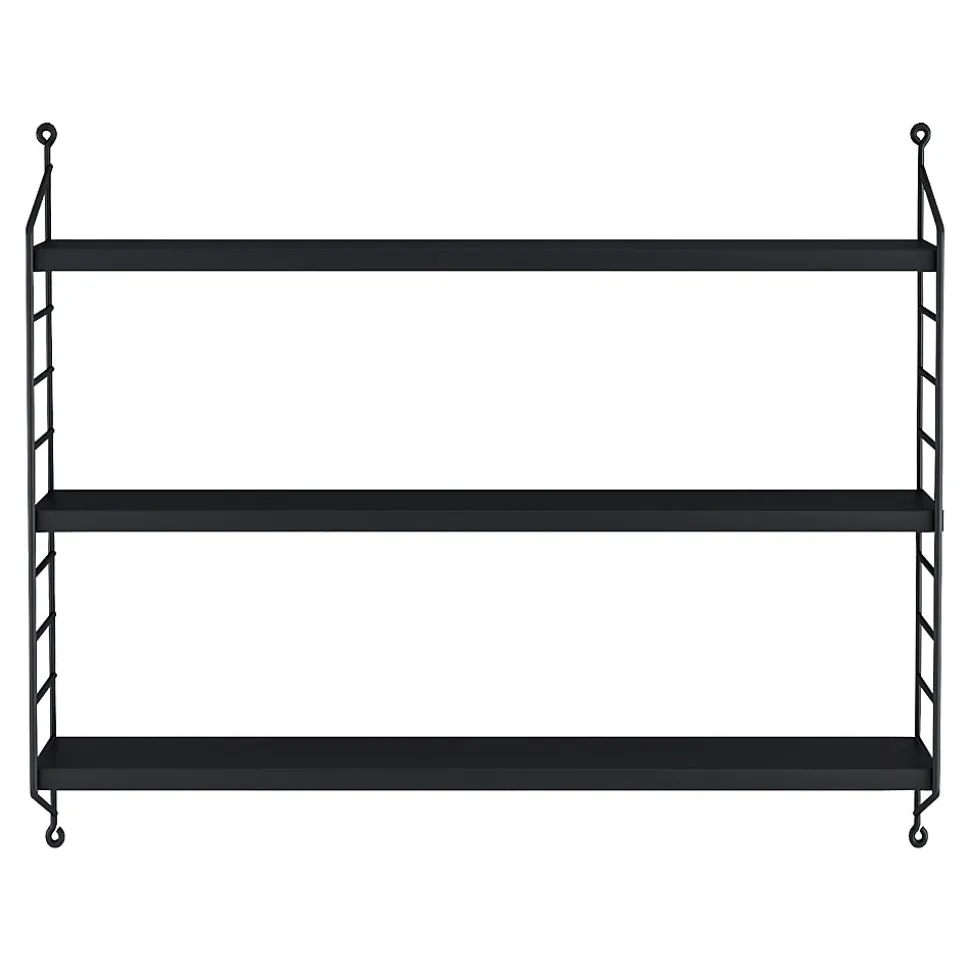 Lot de 4 étagères murales Strängnäs acier 50 x 60 x 15 cm noir en.casa