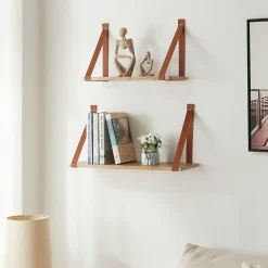 Lot de 2 étagères murales Utsira de tailles différentes marron effet chêne en.casa