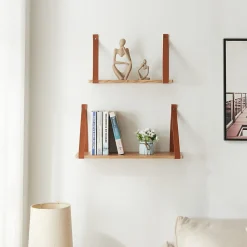 Lot de 2 étagères murales Utsira de tailles différentes marron effet chêne en.casa
