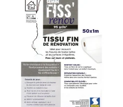 Lot de 2 tissus de rénovation - Fiss Renov Semin - Résiste contre les fissurations - Rouleau de 50 x 1 m