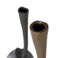 Lot de 2 vases en aluminium noir et or