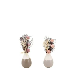 Lot de 2 vases en céramique avec fleurs séchées