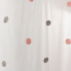 Lot de 4 Vitrages, 60x90cm, Blanc, Motif pois brodé Gris et Rose, Passe Tringle, Collection Smarties, CMADECO