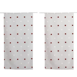 Lot de 4 Vitrages, 60x90cm, Blanc, Motif pois brodé rouge et blanc, Passe Tringle, Collection Smarties, CMADECO