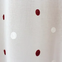 Lot de 4 Vitrages, 60x160cm, Blanc, Motif pois brodé rouge et blanc, Passe Tringle, Collection Smarties, CMADECO