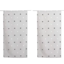 Lot de 4 Vitrages, 60x160cm, Blanc, Motif pois brodé Blanc et Argent, Passe Tringle, Collection Smarties, CMADECO